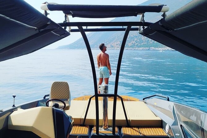 Blue cave & Hvar, 5 islands speed boat tour with unique boats from Split - Stiniva Cove for Panoramic Views, Then the Swim-First Stop
