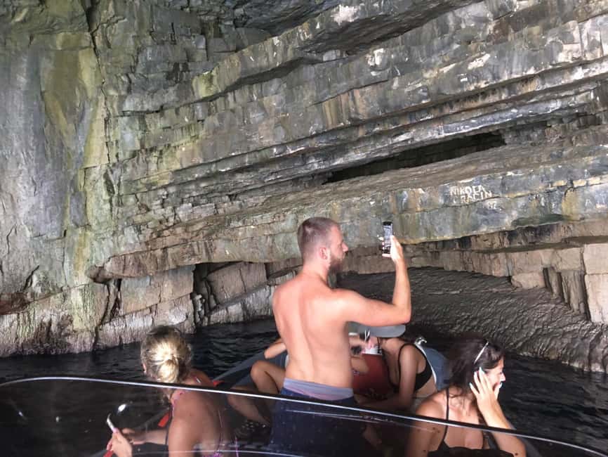 From Hvar: Blue Cave, Green Cave & 5 Islands Speedboat Tour - Stop 1 on the water: Blue lagoon at Budikovac