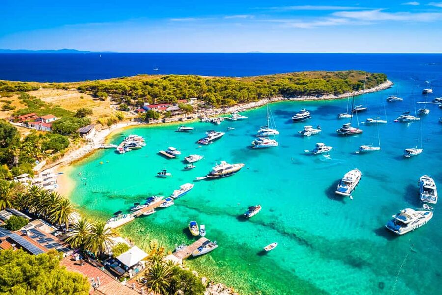 From Hvar: Blue Cave, Green Cave & 5 Islands Speedboat Tour - Stiniva Cove on Vis: the beach you can see from above