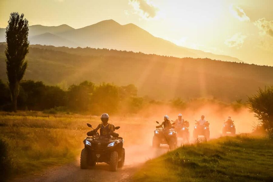 From Split: ATV Dinara Mountain Tour with Picnic - Your ATV setup: automatic CF Moto 450L, helmets, and rain gear