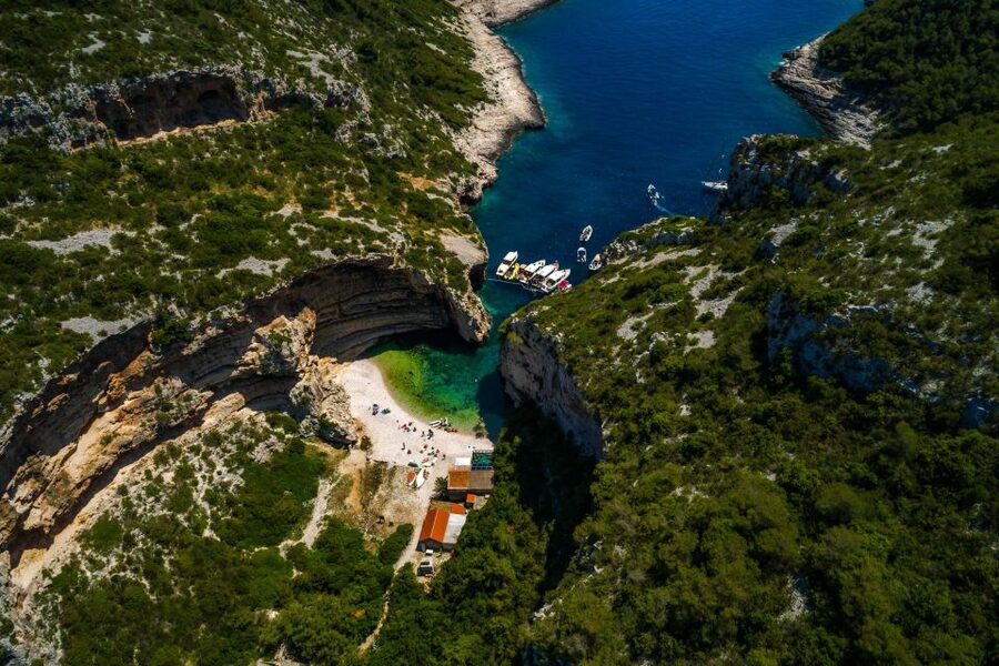 From Split: Private Day Trip to Blue Cave and Islands - Stiniva Beach on Vis: Cliffs, Shelter, and a Real Photo Opportunity