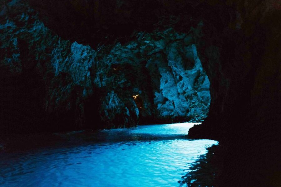 Hvar: Blue and Green Caves Boat Tour with Stiniva Beach - Green Cave: sunlight, reflections, and a different kind of wow
