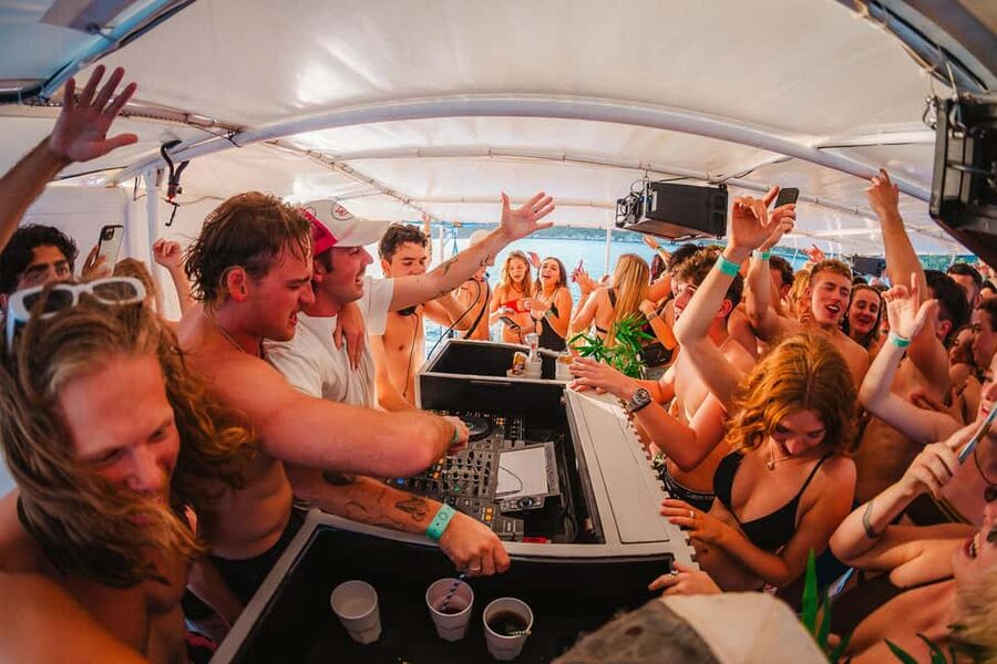 Split: Blue Lagoon Boat Party with Slide, Dj and After Party - First Swim Stop by the Sea: Quick Time to Cool Off