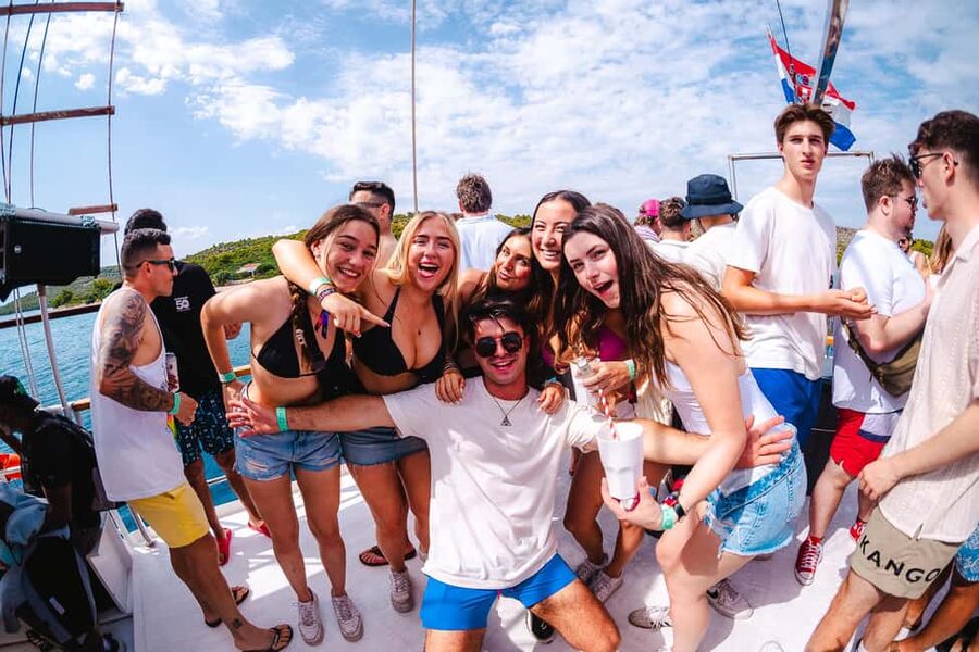Split: Blue Lagoon Boat Party with Slide, Dj and After Party - Golden Hour Return to Split: Freshen Up, Then Free Club Entry