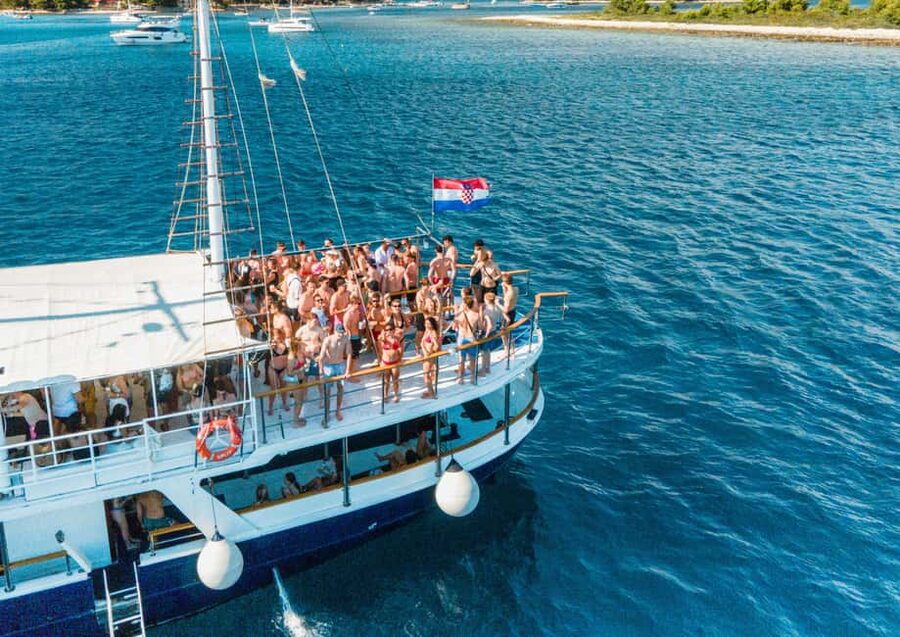 Split: Blue Lagoon Boat Party with Slide, Dj and After Party - The Ride Out of Split: Panoramas, Island Views, and DJ Momentum