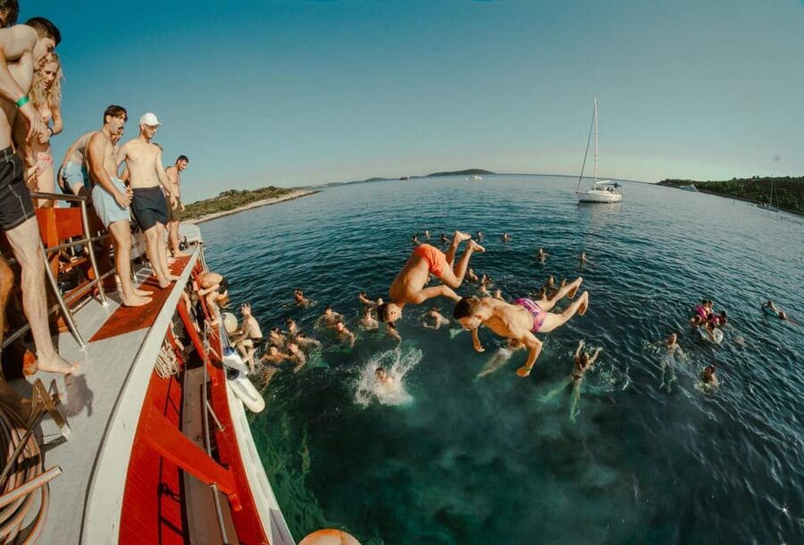 Split: Floating Festival Boat Party with Electronic Music - A floating sunset party on the Adriatic, with real swimming time