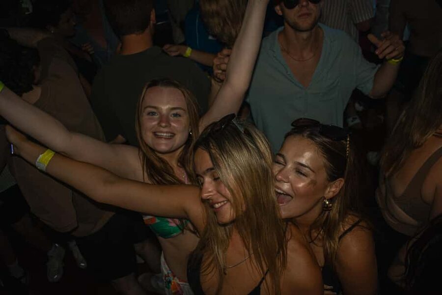 Split: Floating Festival Boat Party with Electronic Music - Sunset on deck: dancing under stars with a party lights switch