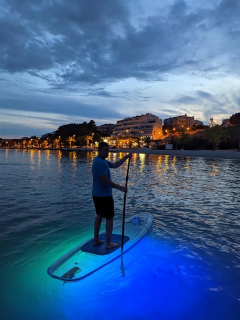 Split: Transparent SUP night Glow tour - Stobreč at dusk: your first sea paddle with the glow fading in